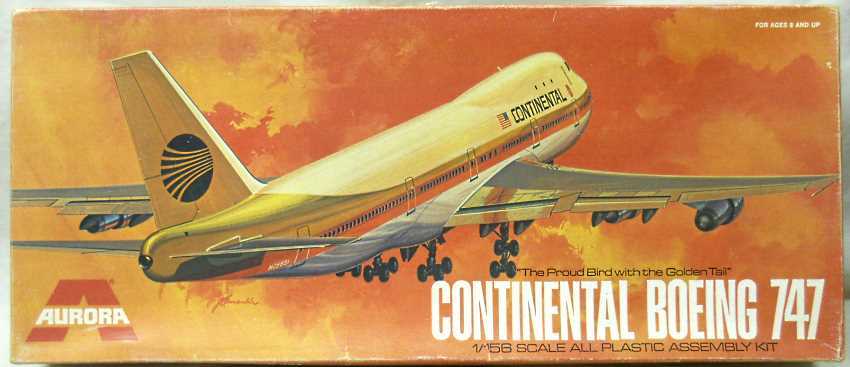 Aurora 1/156 Boeing 747 Continental Airlines, 379-300 plastic model kit